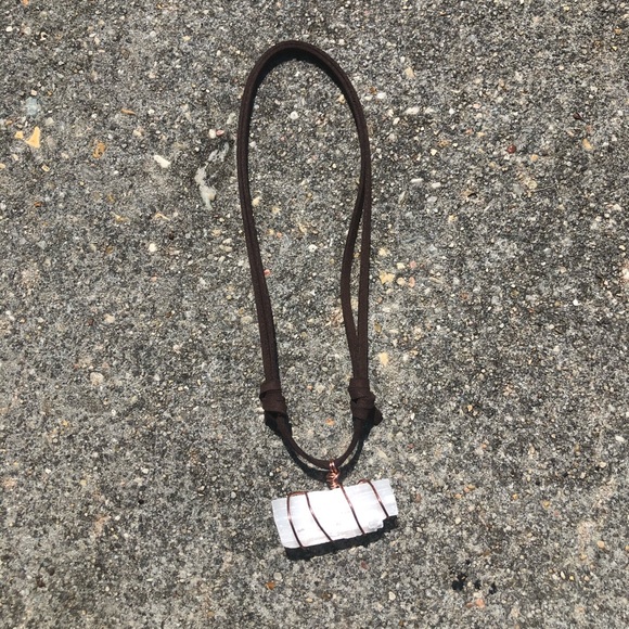 Copper Wrapped Selenite Necklace - Picture 2 of 2